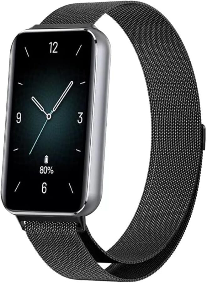 Straps Compatible with HONOR Band 10 for Women Men, Metal Magnetic Watch Band, Mesh Magnetic Stainless Steel Adjustable Replacement Strap Wristband-Black